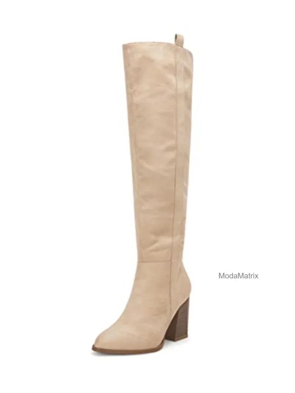 Faux Suede Over the Knee Boots Chunky Heel Side Zip Stretch Winter